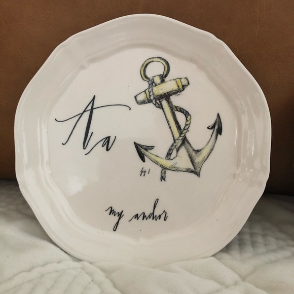 6 Anthropologie plates (a, e, j, m, p, r) - Picture 2 of 7